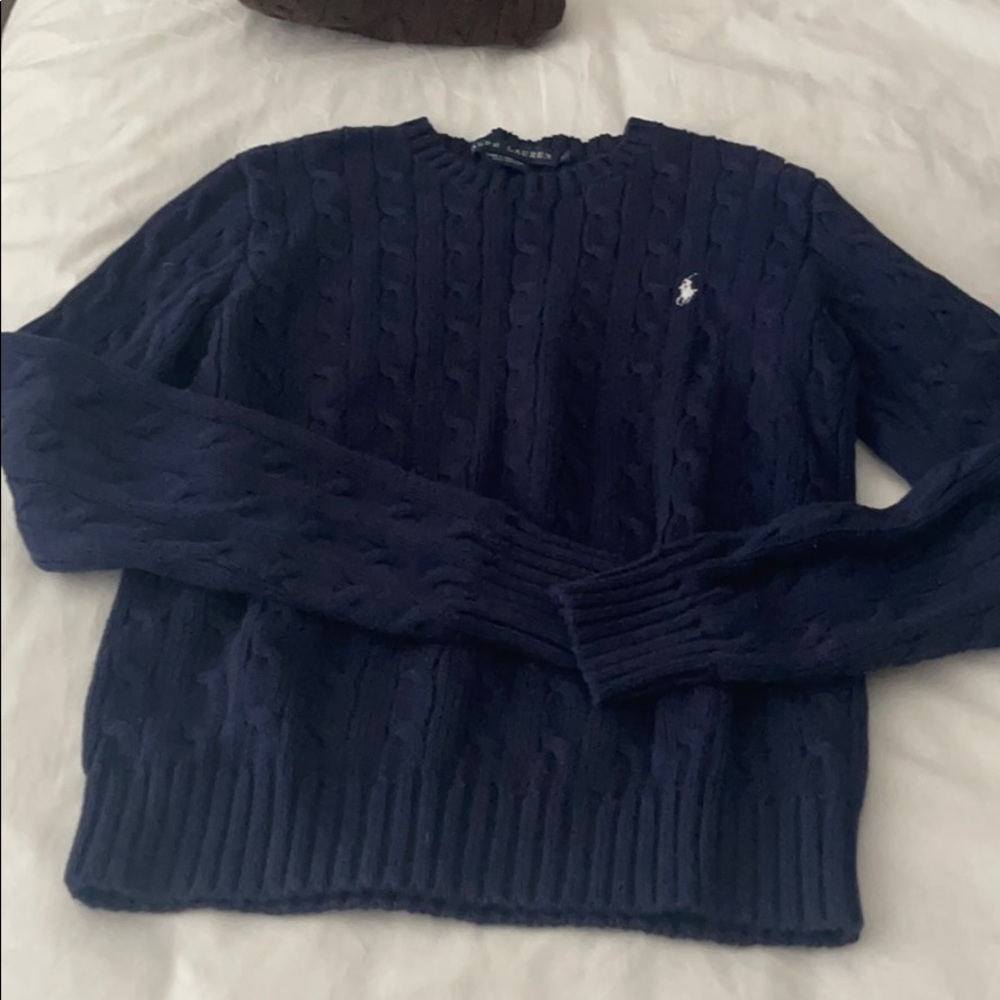 Ralph Lauren Cable Sweater Crew Neck Navy